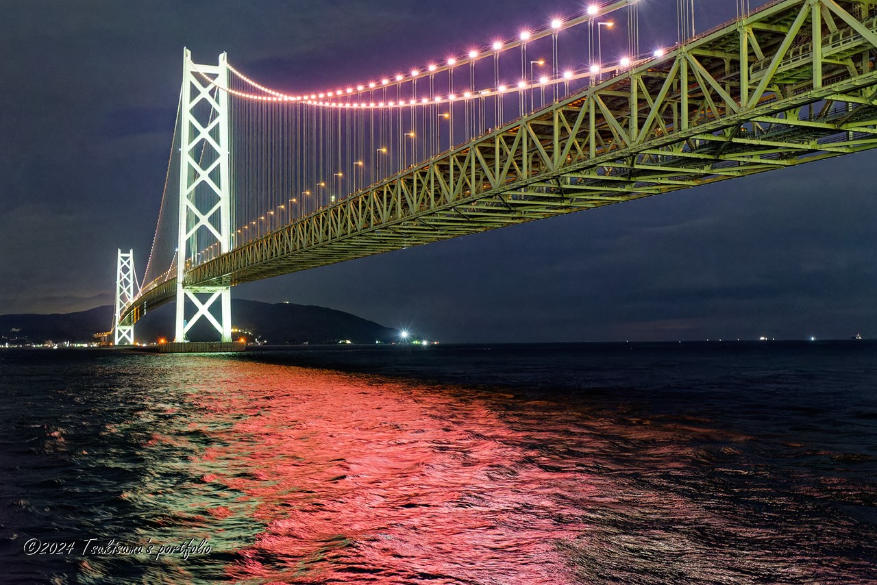 SONY α7SII + Vario-Tessar T* FE 16-35mm F4 ZA OSS ライトアップされた明石海峡大橋