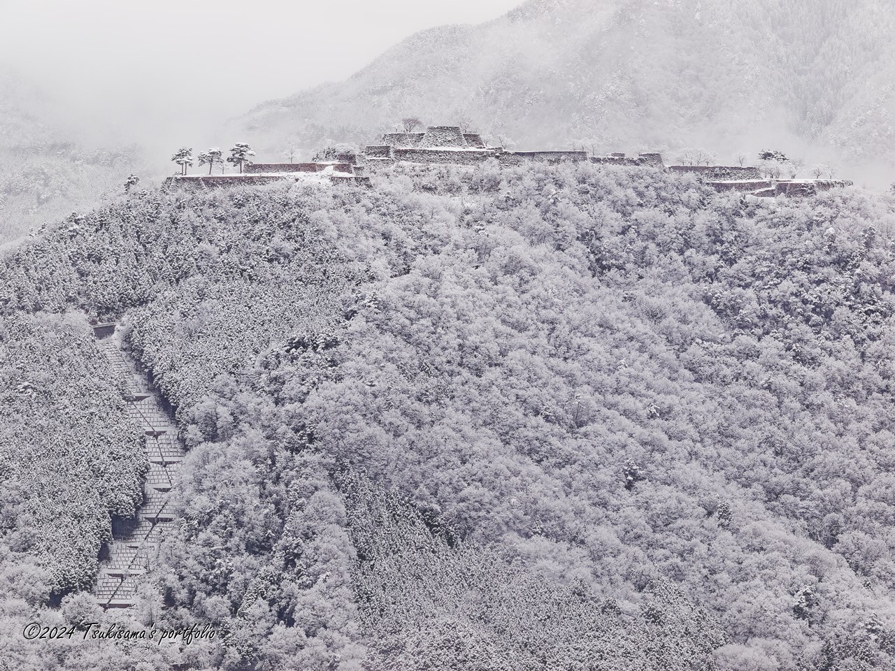 立雲峡からみた雪の竹田城跡 OLYMPUS E-5 + ZUIKO DIGITAL ED 50-200mm F2.8-3.5