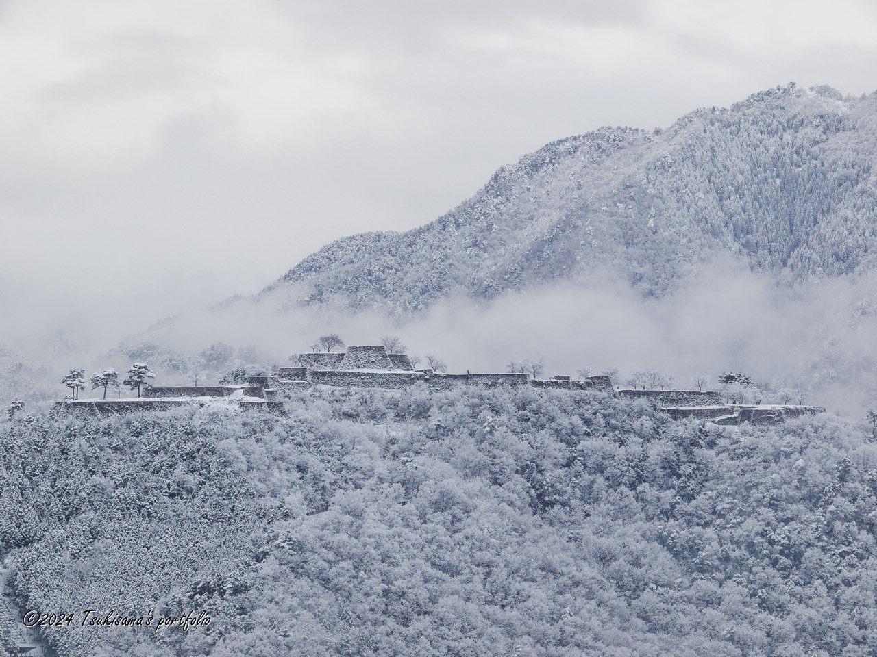 立雲峡からみた雪の竹田城跡 OLYMPUS E-5 + ZUIKO DIGITAL ED 50-200mm F2.8-3.5