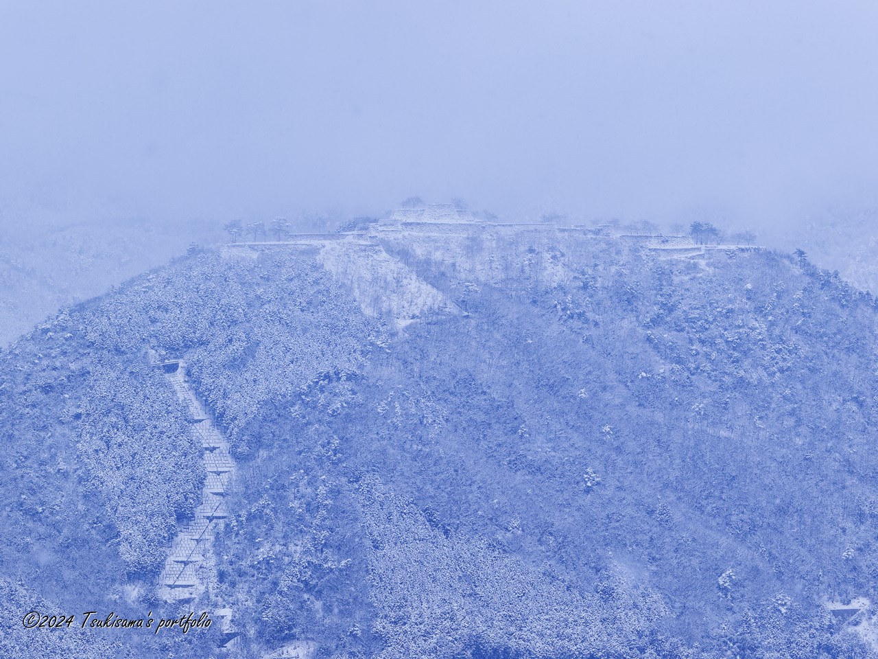 立雲峡からみた雪の竹田城跡 OLYMPUS E-5 + ZUIKO DIGITAL ED 50-200mm F2.8-3.5